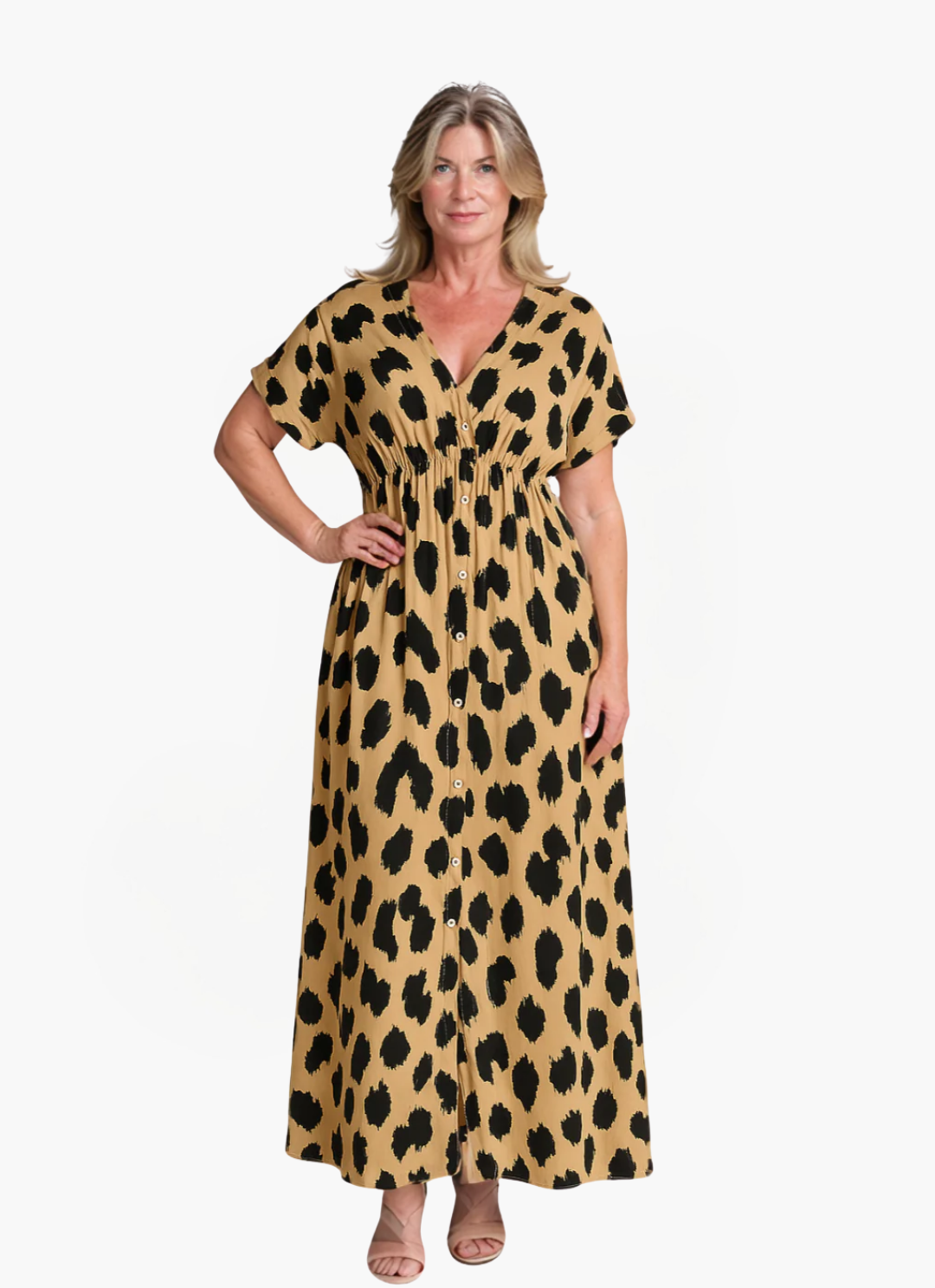 James & Elly™ | Maxi Dress with Leopard Print