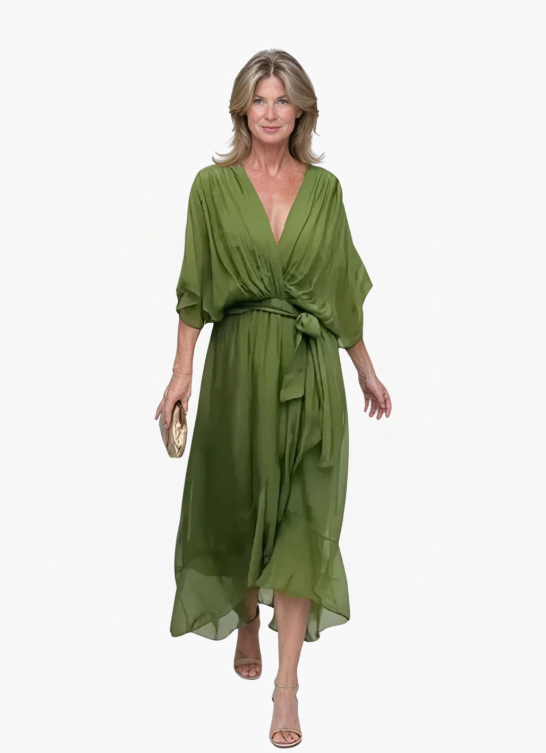 James & Elly™ | Midi dress in chiffon with wrap effect