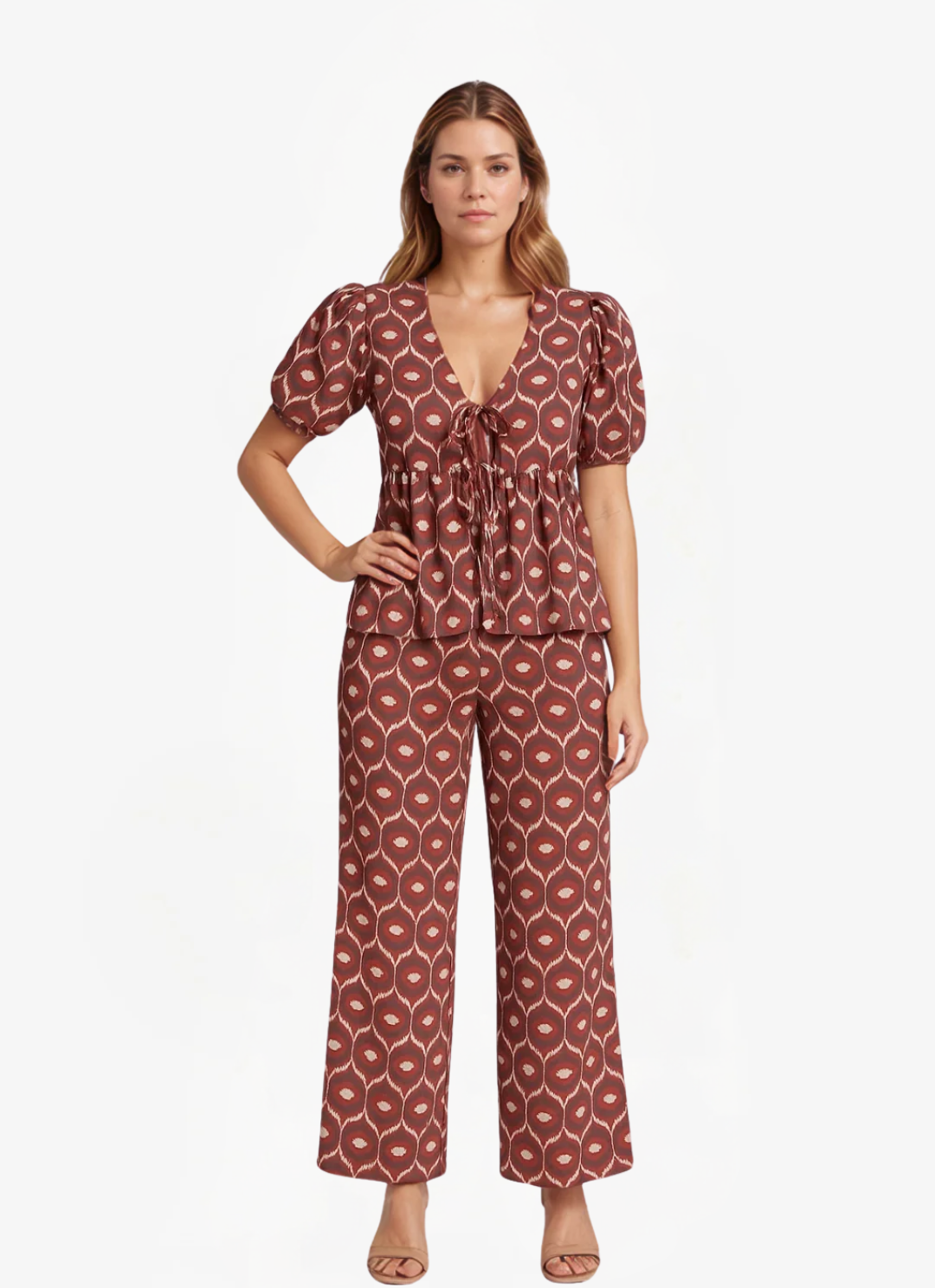 James & Elly™ | Set with Puff Sleeves and Tie Detail