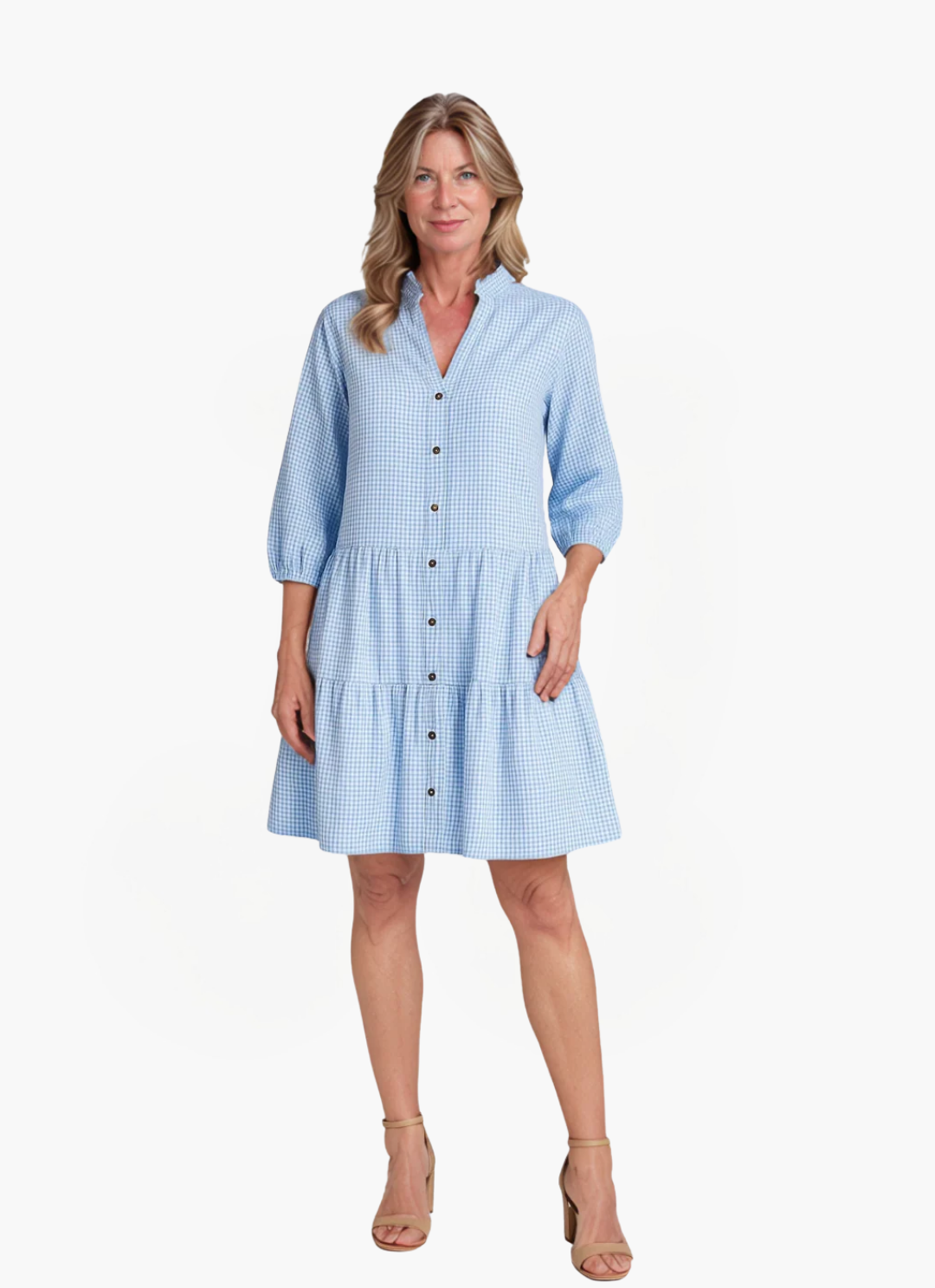 James & Elly™ | Checked Shirt Dress with Buttons