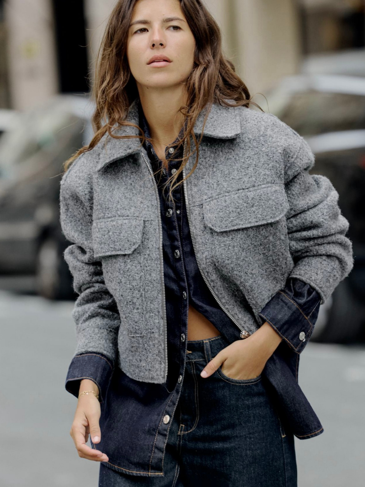 James & Elly™ | Grey Boucle Jacket