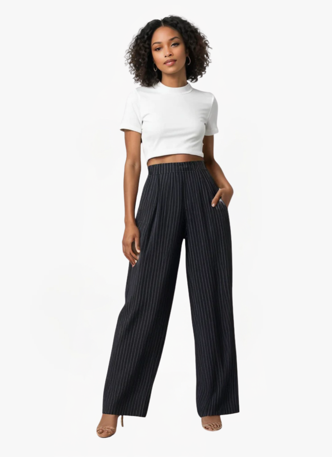 James & Elly™ | Chic Striped Wide Leg Trousers