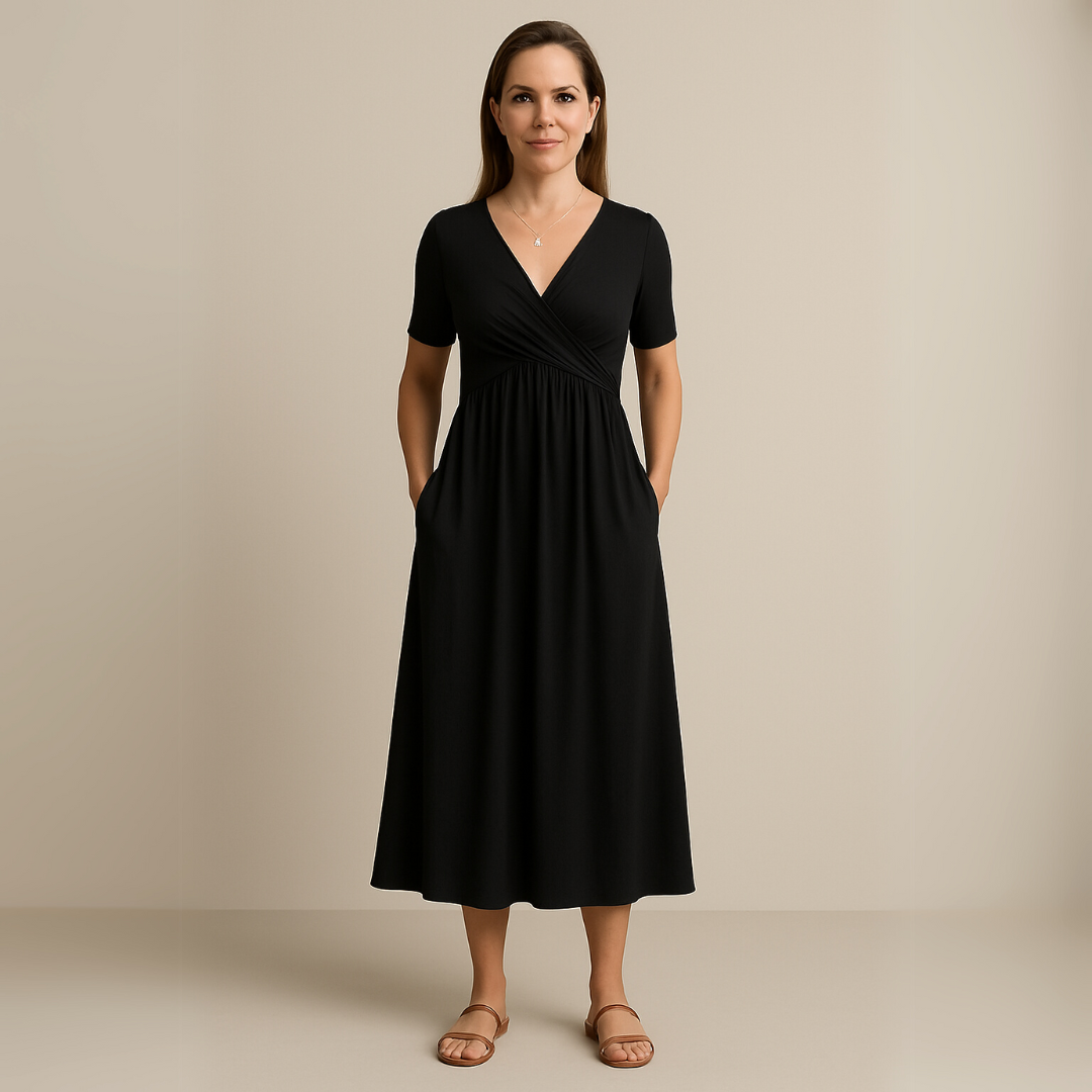 James & Elly™ | Midi Dress with V-Neck