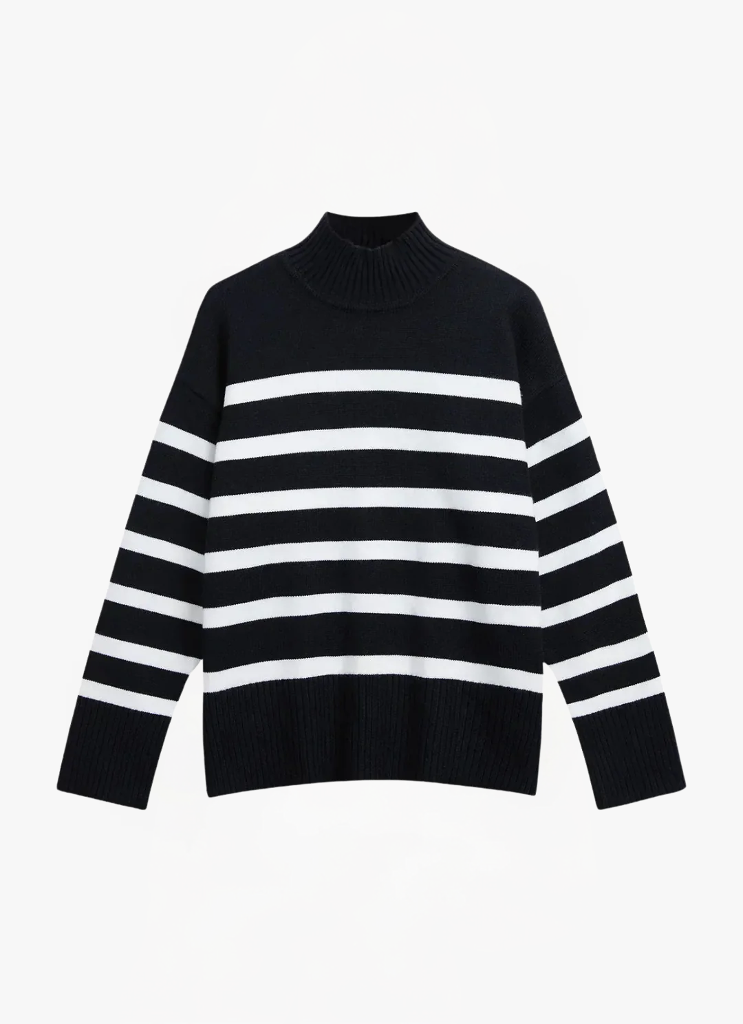 James & Elly™ | Comfortable Striped High Neck Jumper