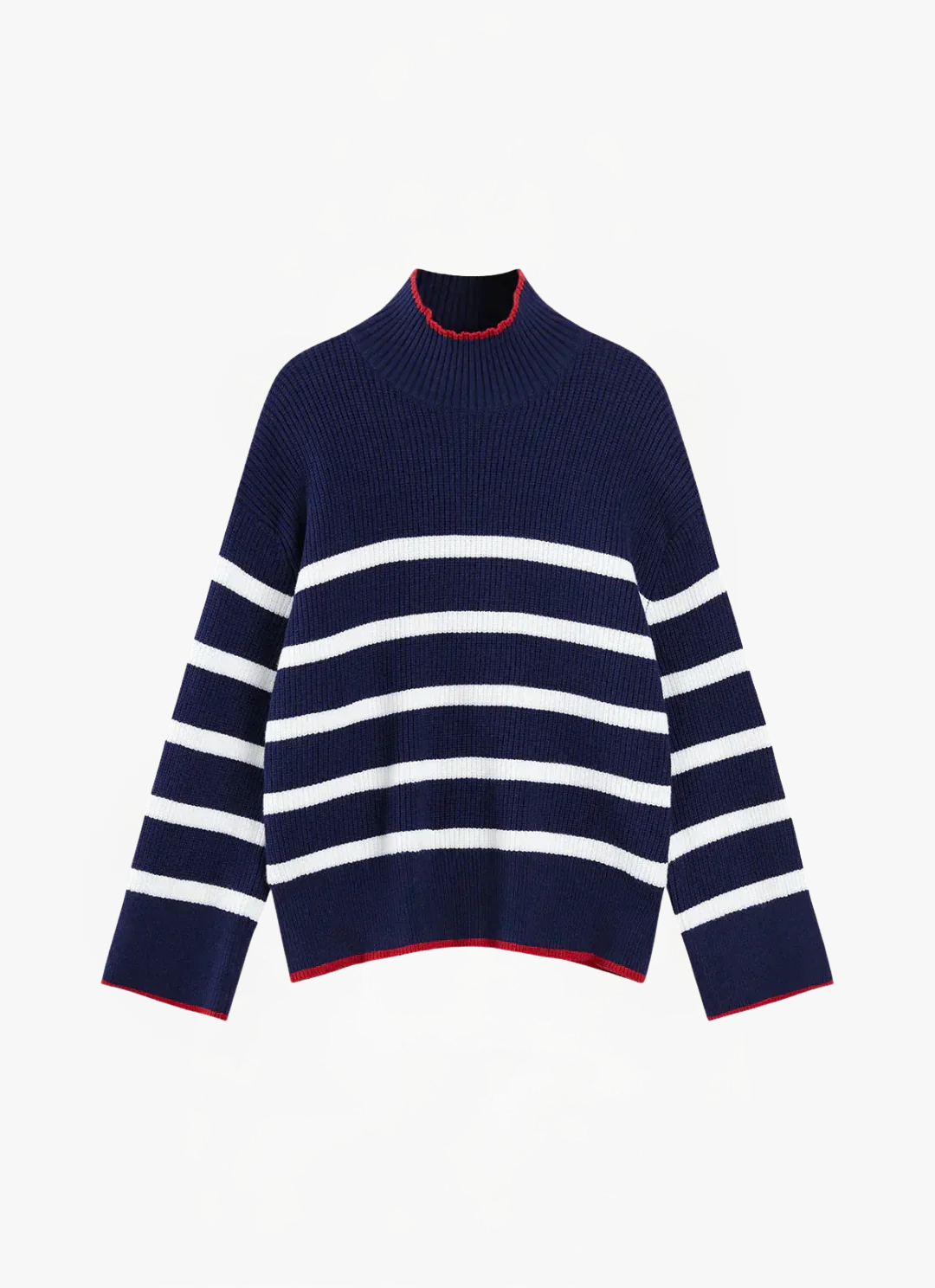 James & Elly™ | High Neck Jumper with Contrast Stripes