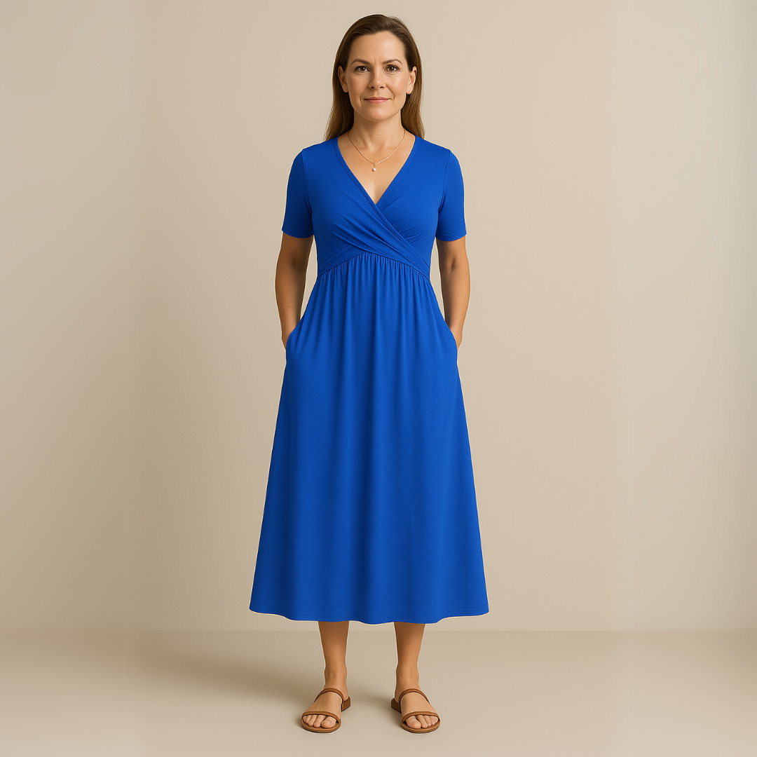 James & Elly™ | Midi Dress with V-Neck