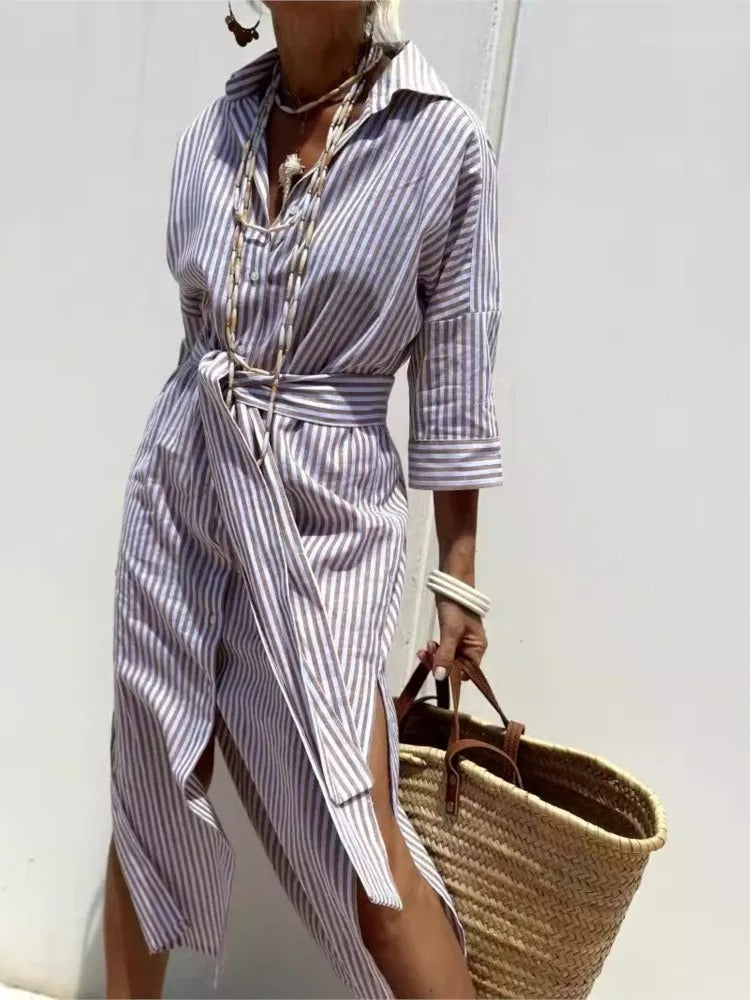 James & Elly™ | Striped Shirt Dress