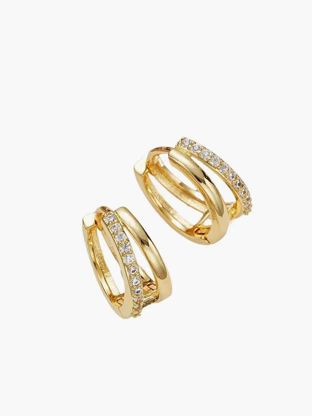 James & Elly™ | Earrings with Double Rings and Rhinestones