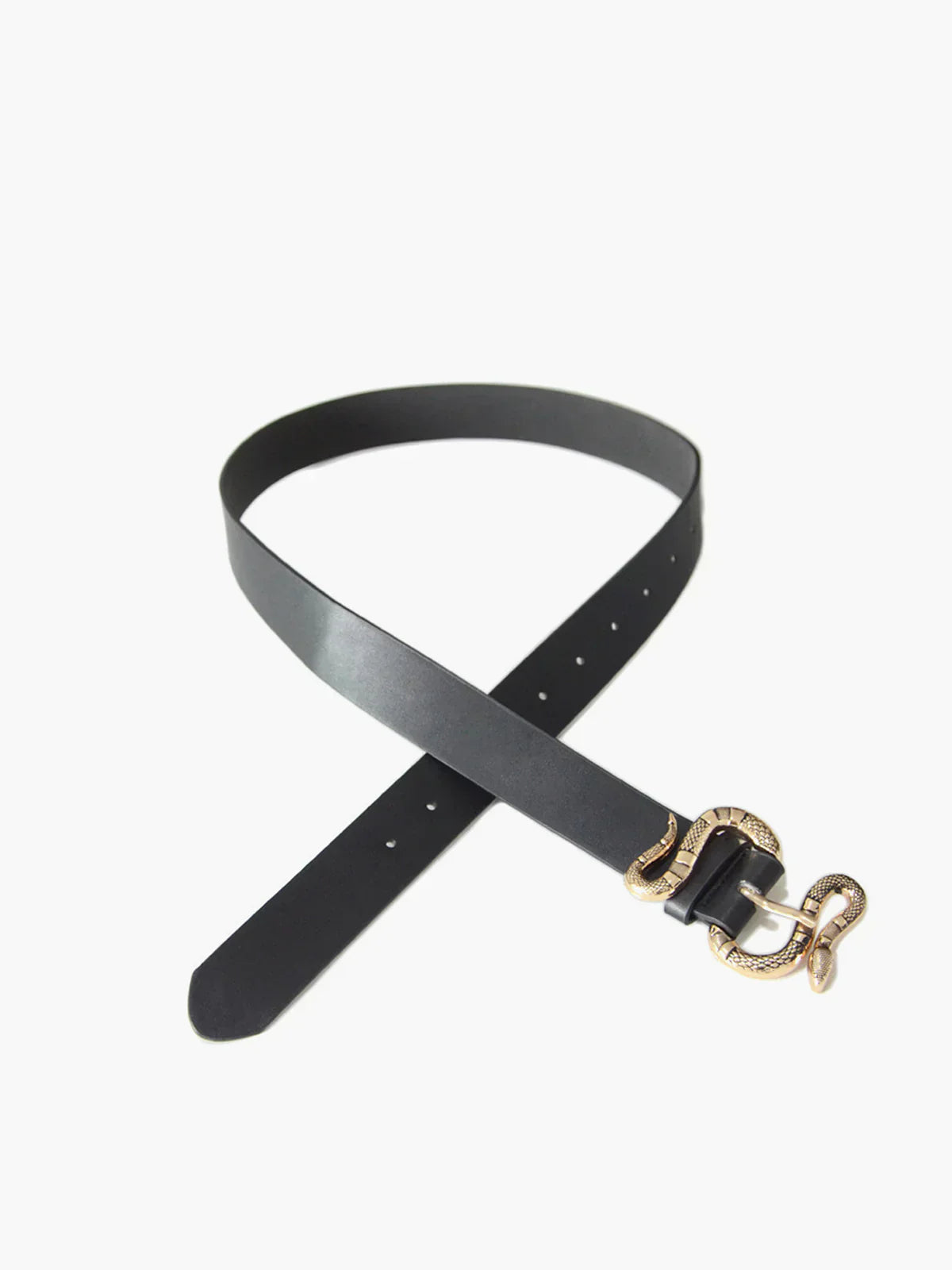 James & Elly™ | Leather Belt with Snake Buckle in One
