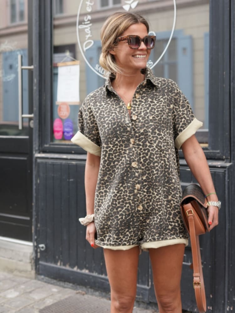 James & Elly™ | Kitten Print Shirt Dress