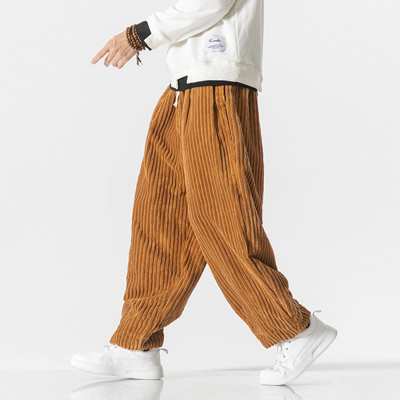 Men’s Corduroy Pants with Elastic Waist and Relaxed Fit