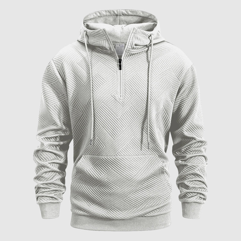Leon - Quarter Zip Textured Pattern Hoodie