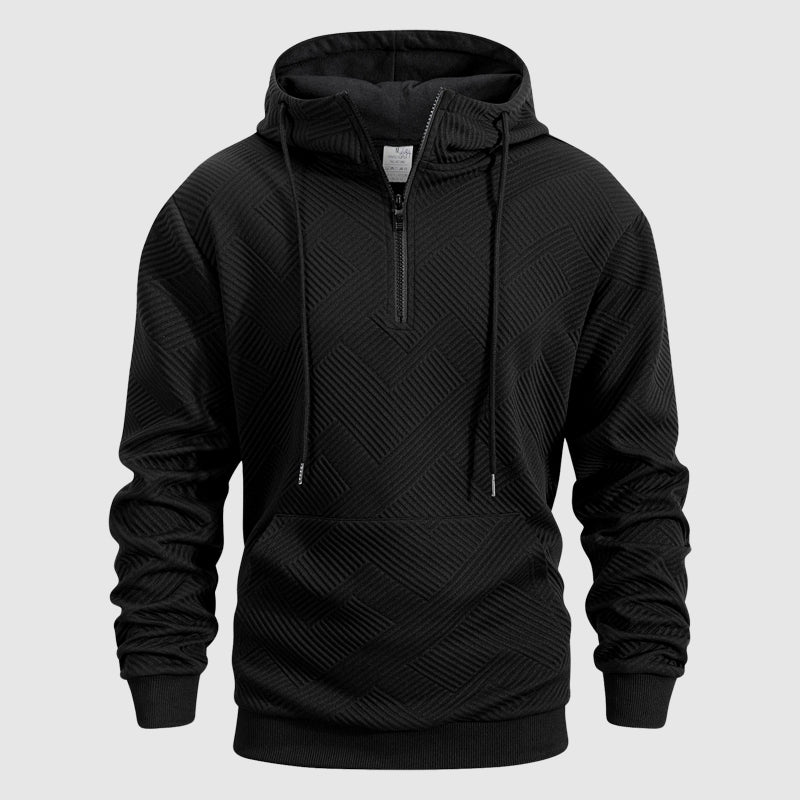 Leon - Quarter Zip Textured Pattern Hoodie