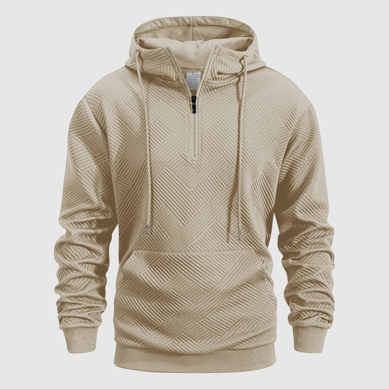 Leon - Quarter Zip Textured Pattern Hoodie