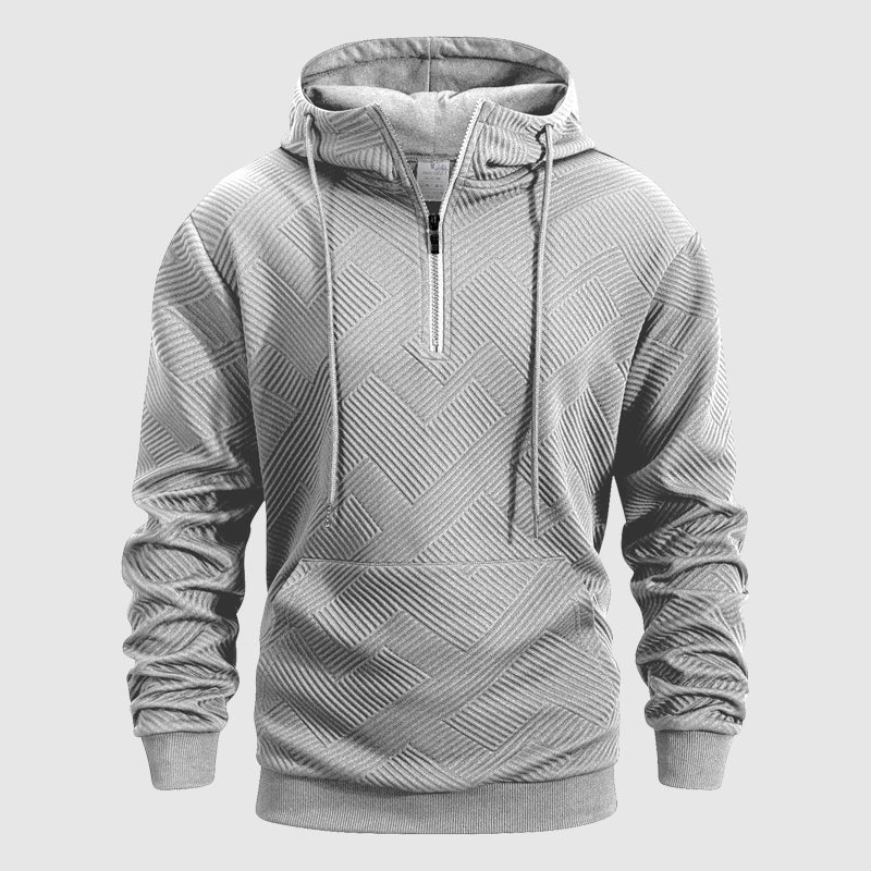 Leon - Quarter Zip Textured Pattern Hoodie