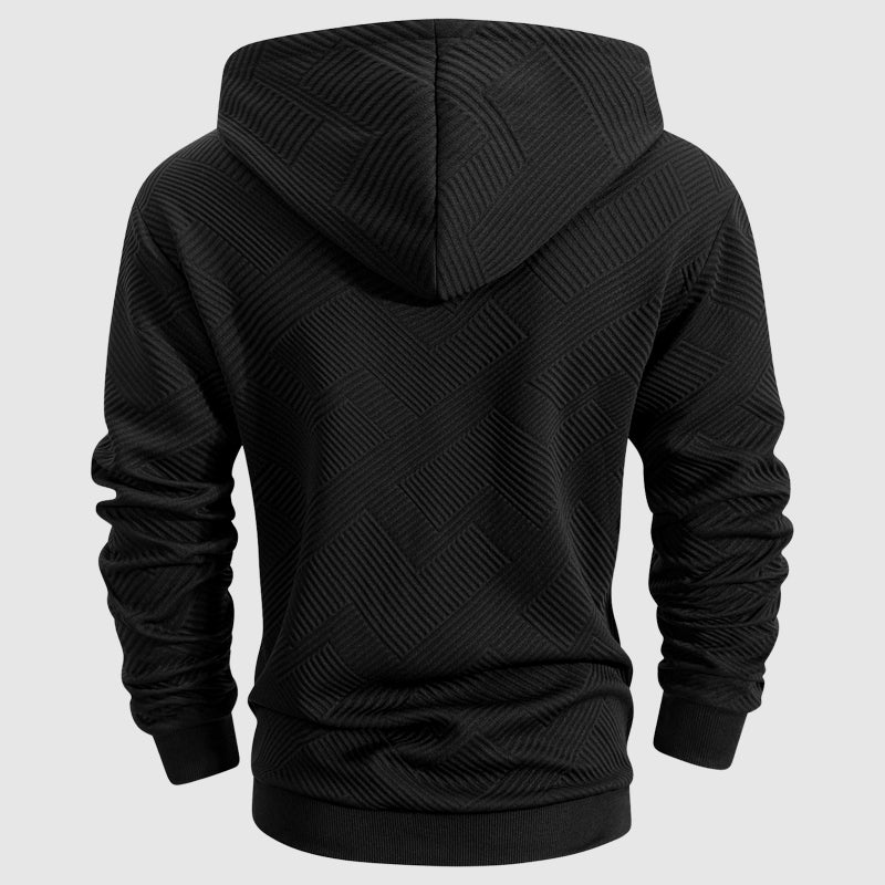 Leon - Quarter Zip Textured Pattern Hoodie