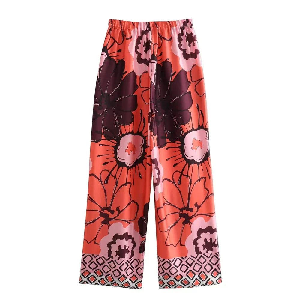James & Elly™ | Kimono with Flowers & Wide Trousers