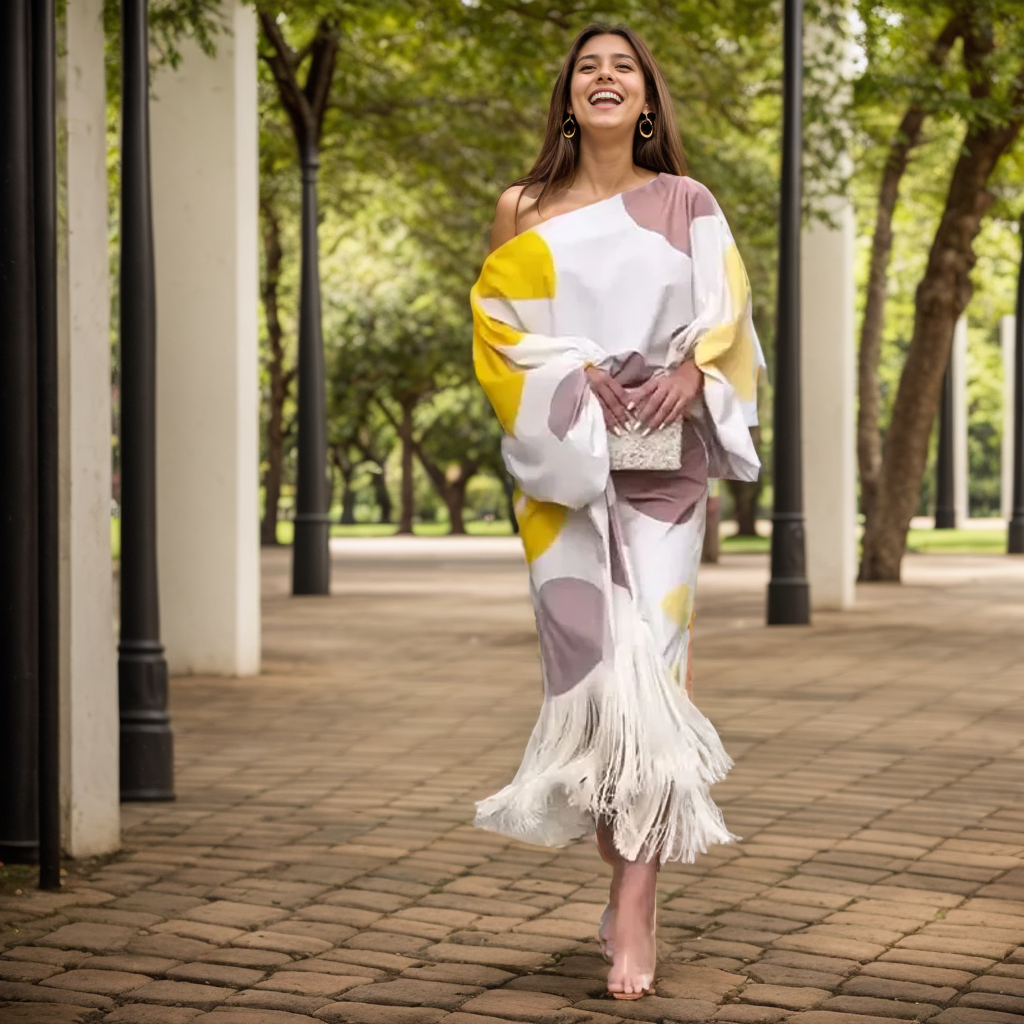 James & Elly™ | Satin Dress with Puff Sleeves