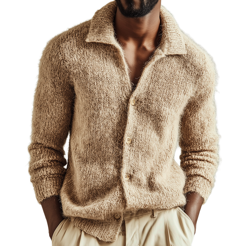 Men's Retro Casual Knitted Lapel Sweater Cardigan