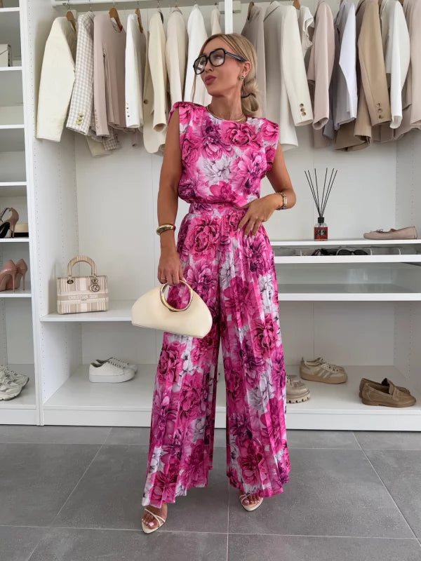 James & Elly™ | Elegant set of pleated palazzo trousers