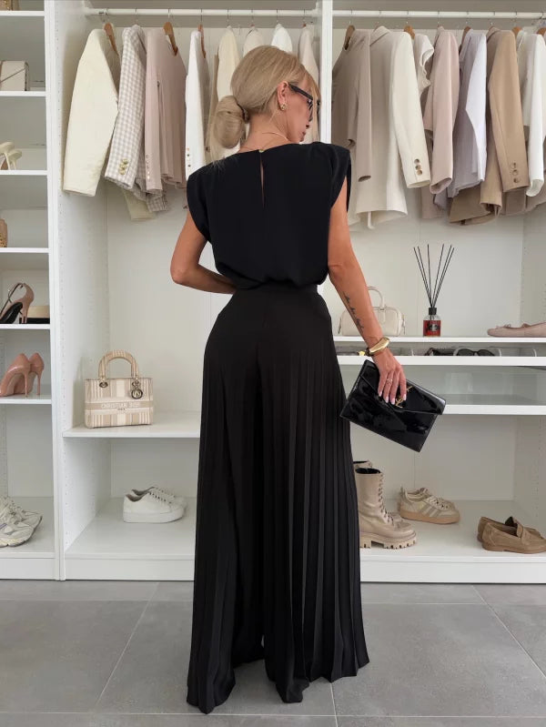 James & Elly™ | Elegant set of pleated palazzo trousers