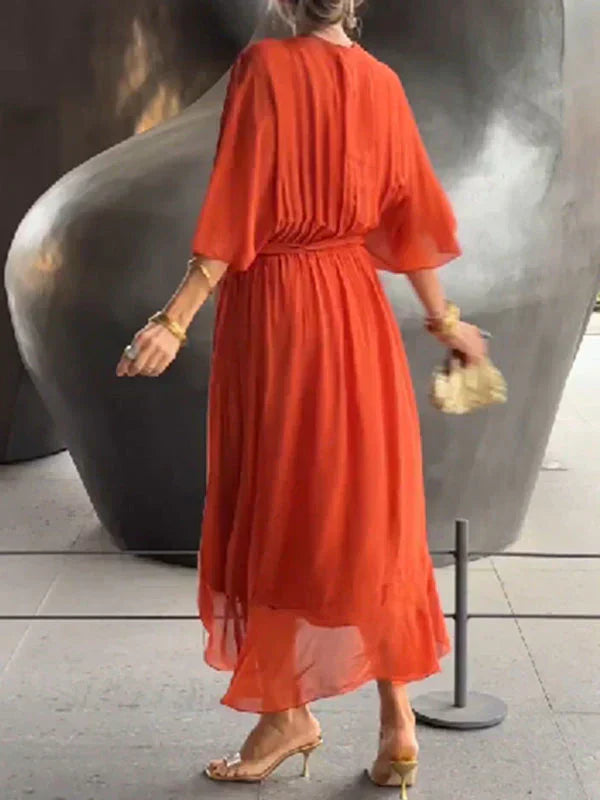 James & Elly™ | Midi dress in chiffon with wrap effect