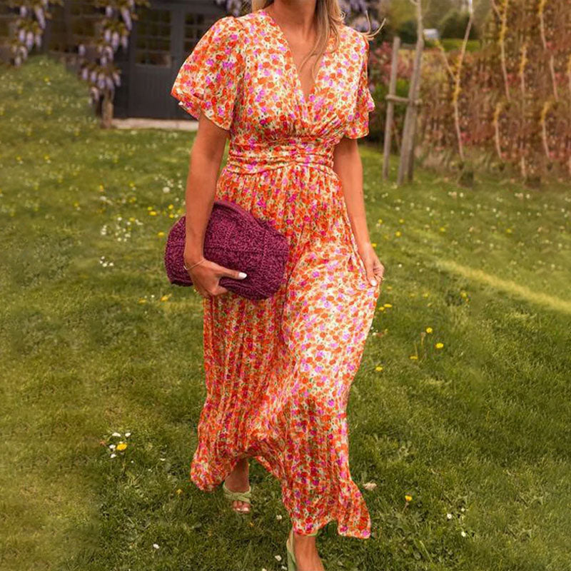 James & Elly™ | Maxi Dress with Flowers and Flowing Sleeves