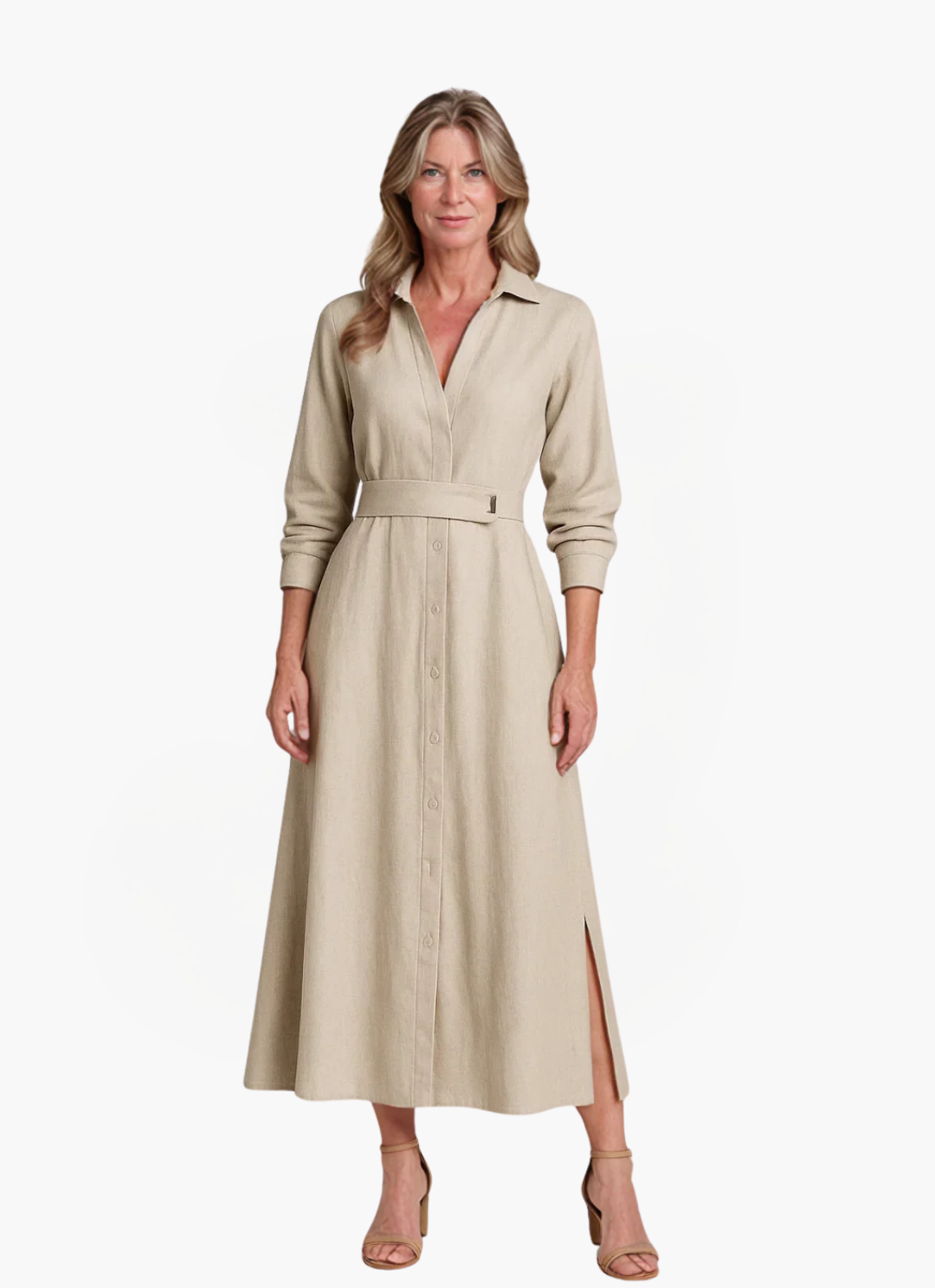 James & Elly™ | Maxi Dress in Linen with Buttons