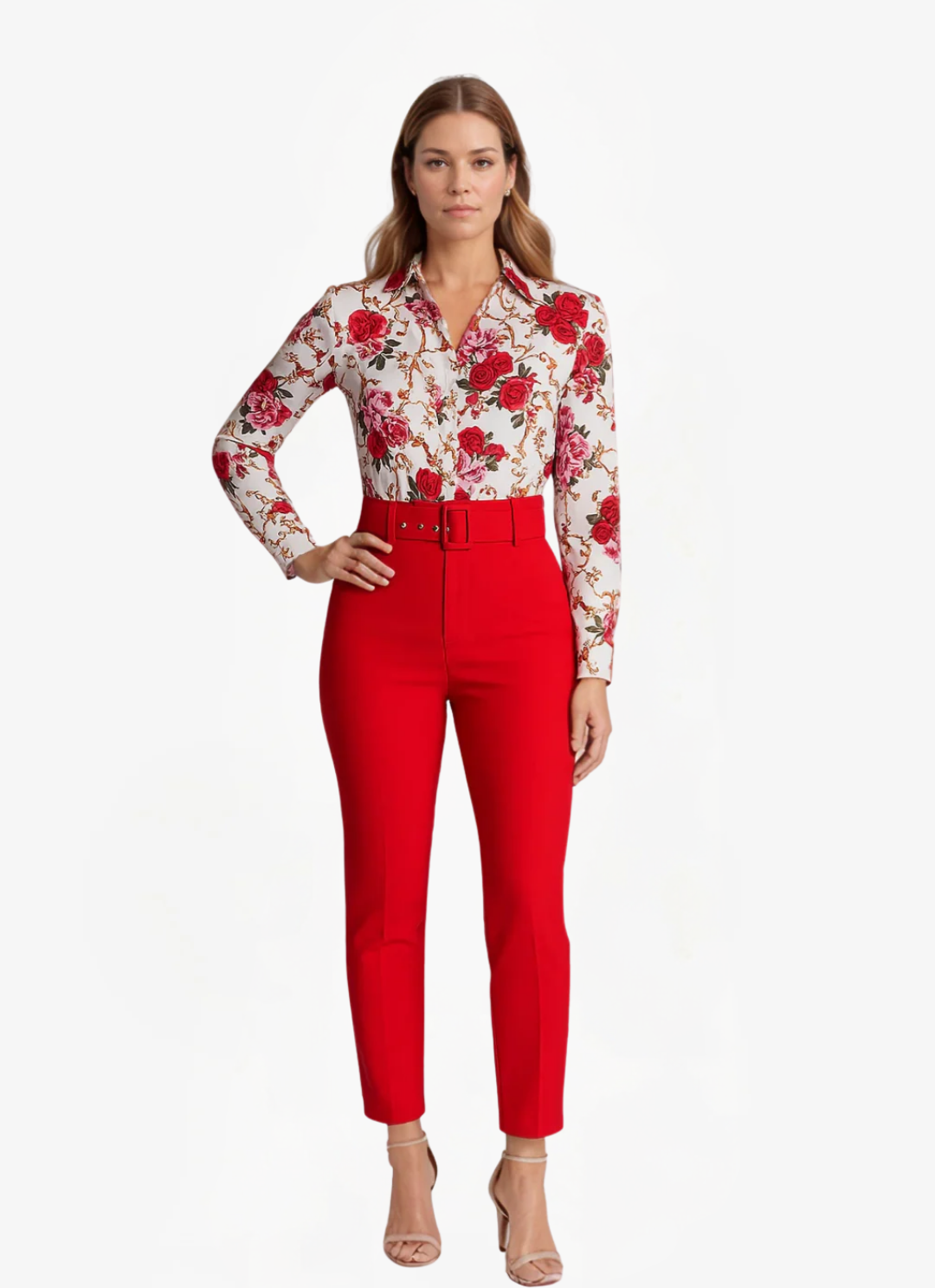 James & Elly™ | Floral Blouse & High-Waisted Trousers