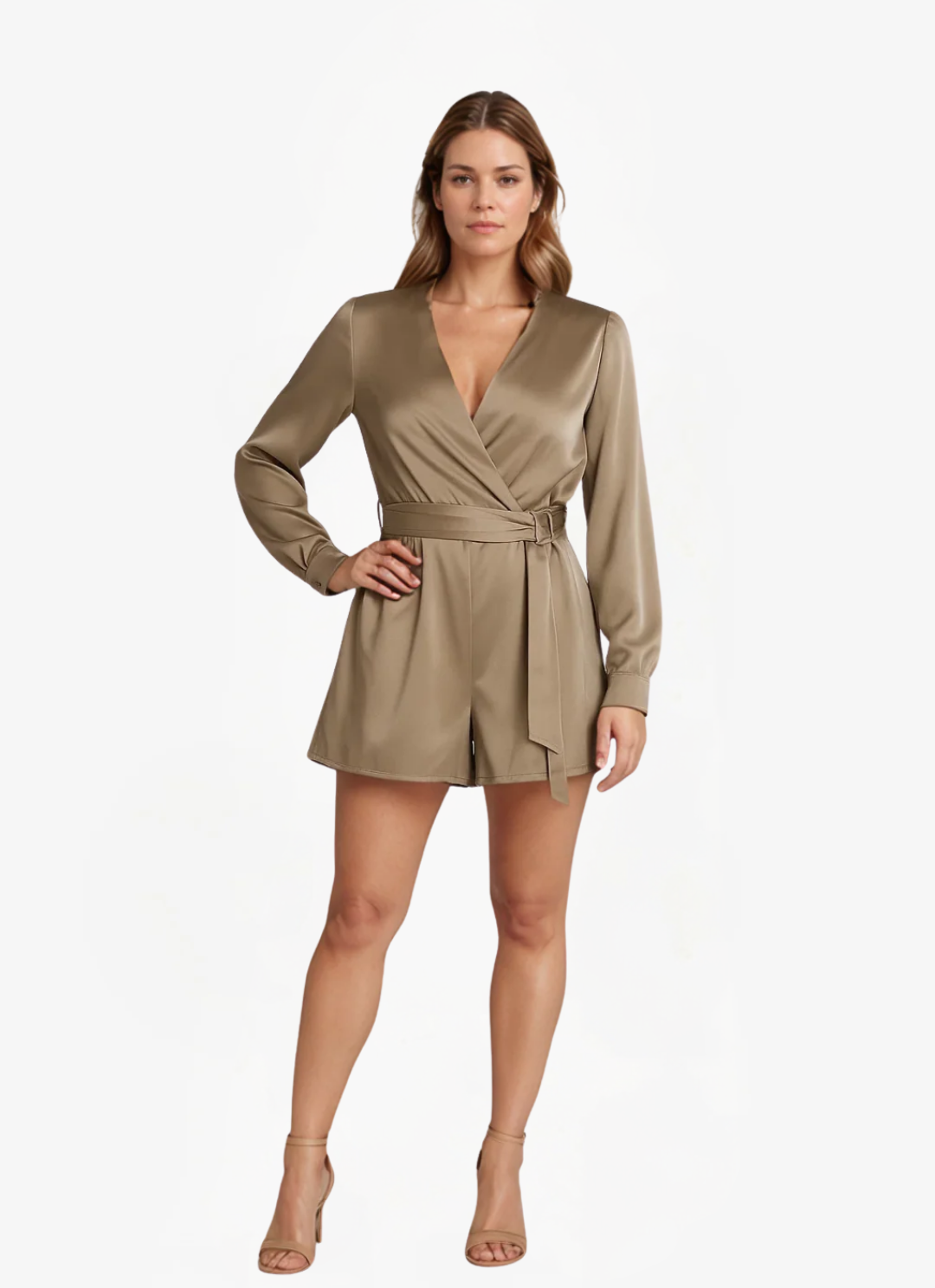 James & Elly™ | Satin jumpsuit with belt