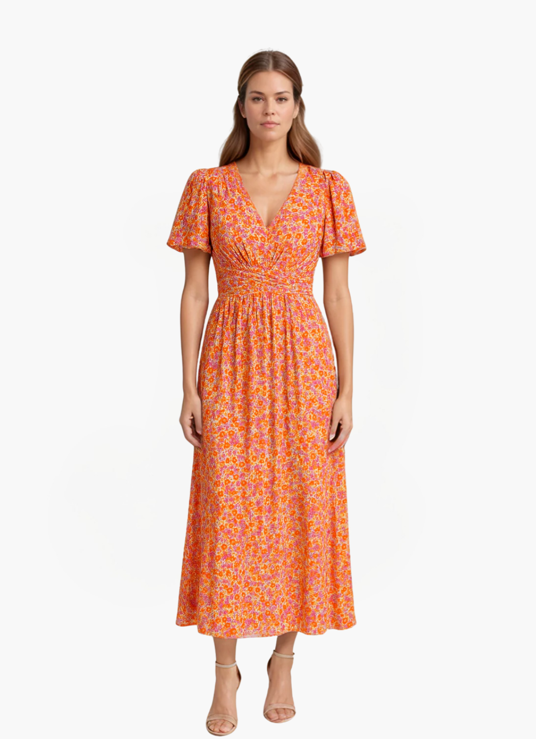 James & Elly™ | Maxi Dress with Flowers and Flowing Sleeves