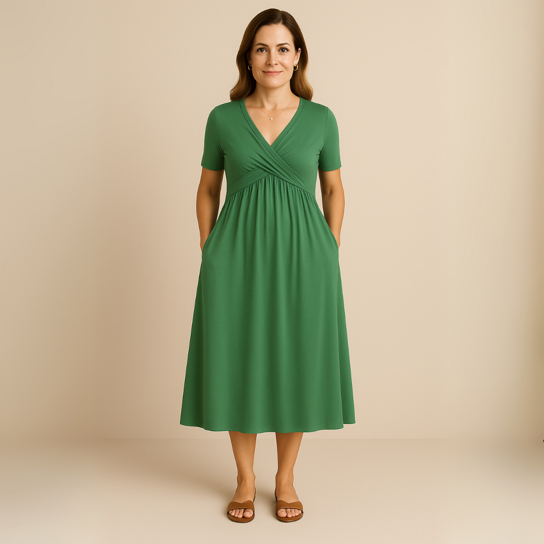 James & Elly™ | Midi Dress with V-Neck