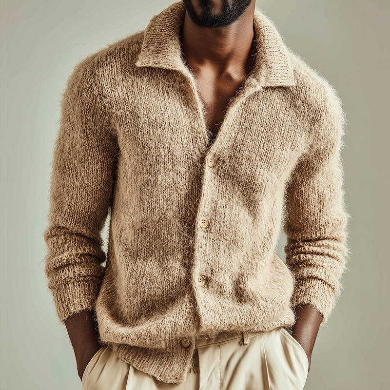 Men's Retro Casual Knitted Lapel Sweater Cardigan