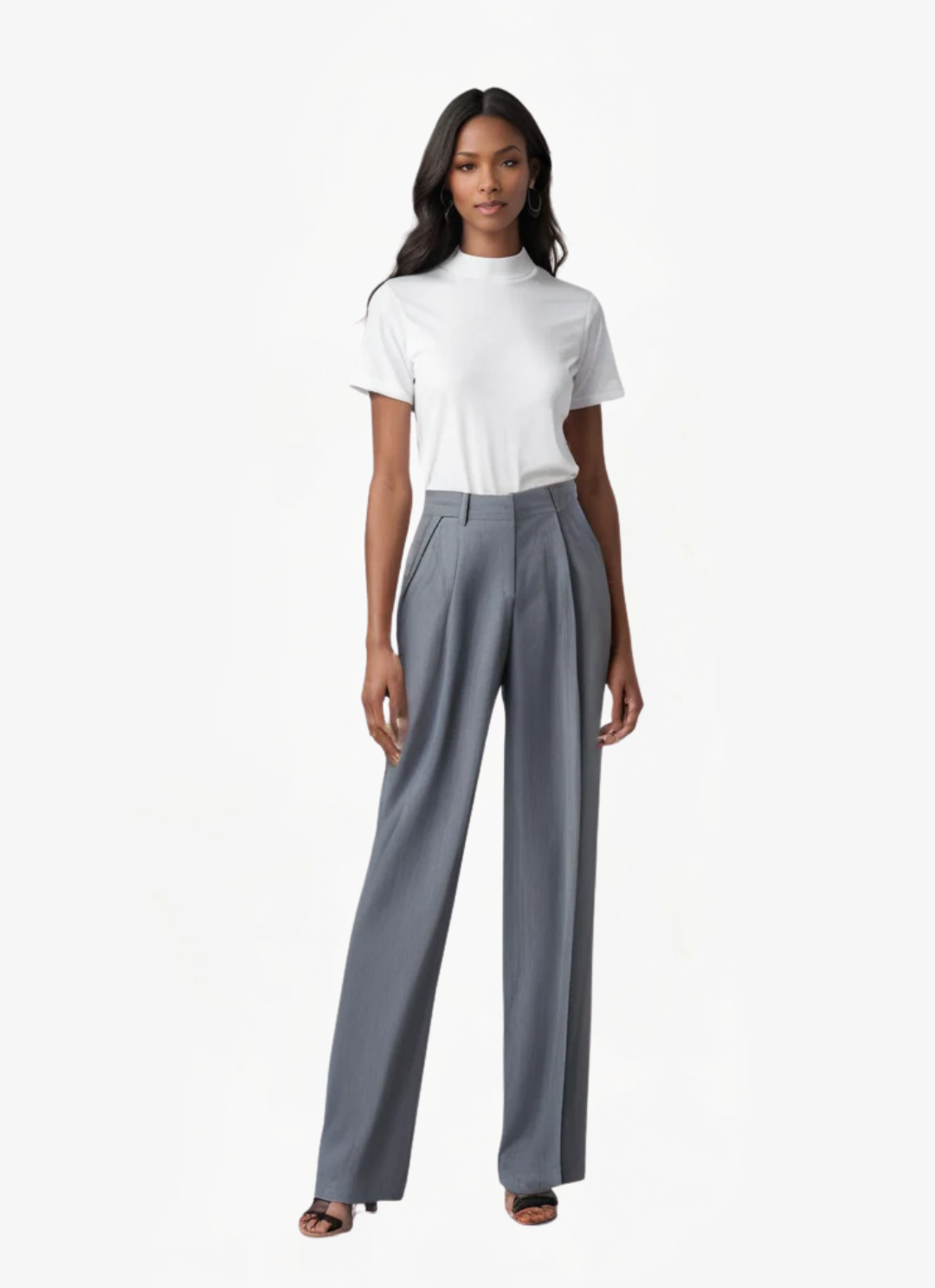James & Elly™ | Elegant Grey Wide Trousers