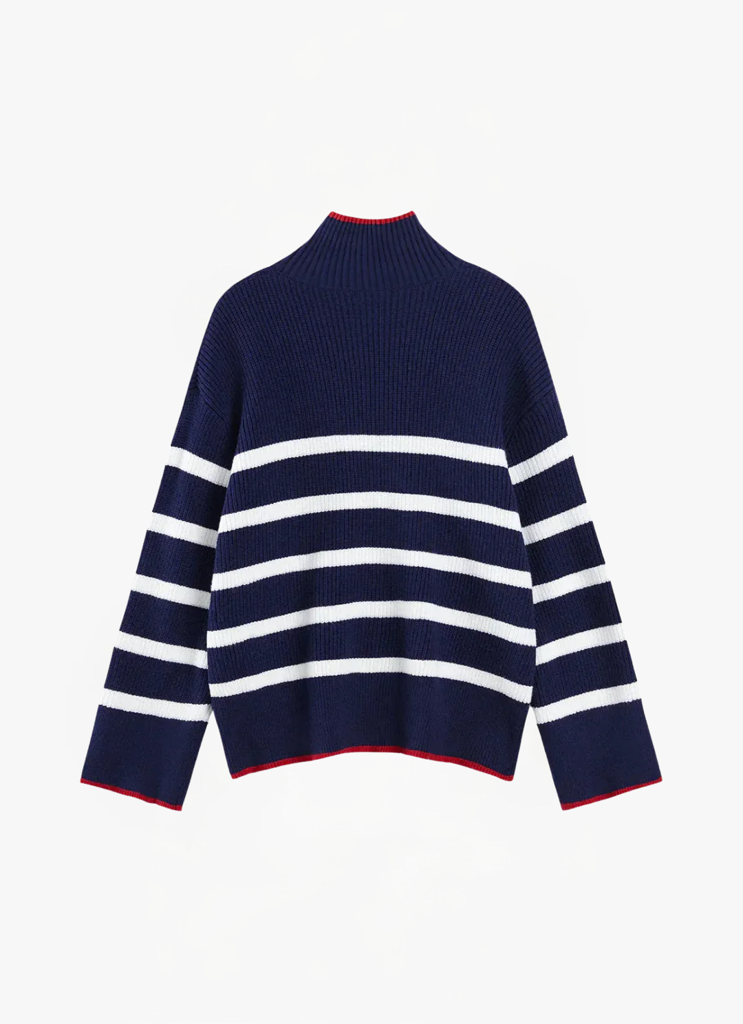 James & Elly™ | High Neck Jumper with Contrast Stripes