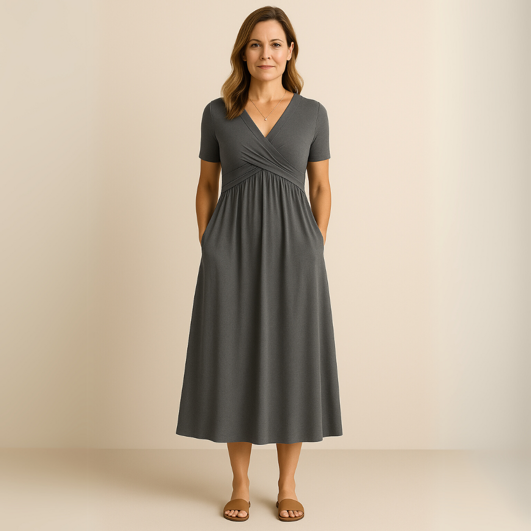 James & Elly™ | Midi Dress with V-Neck