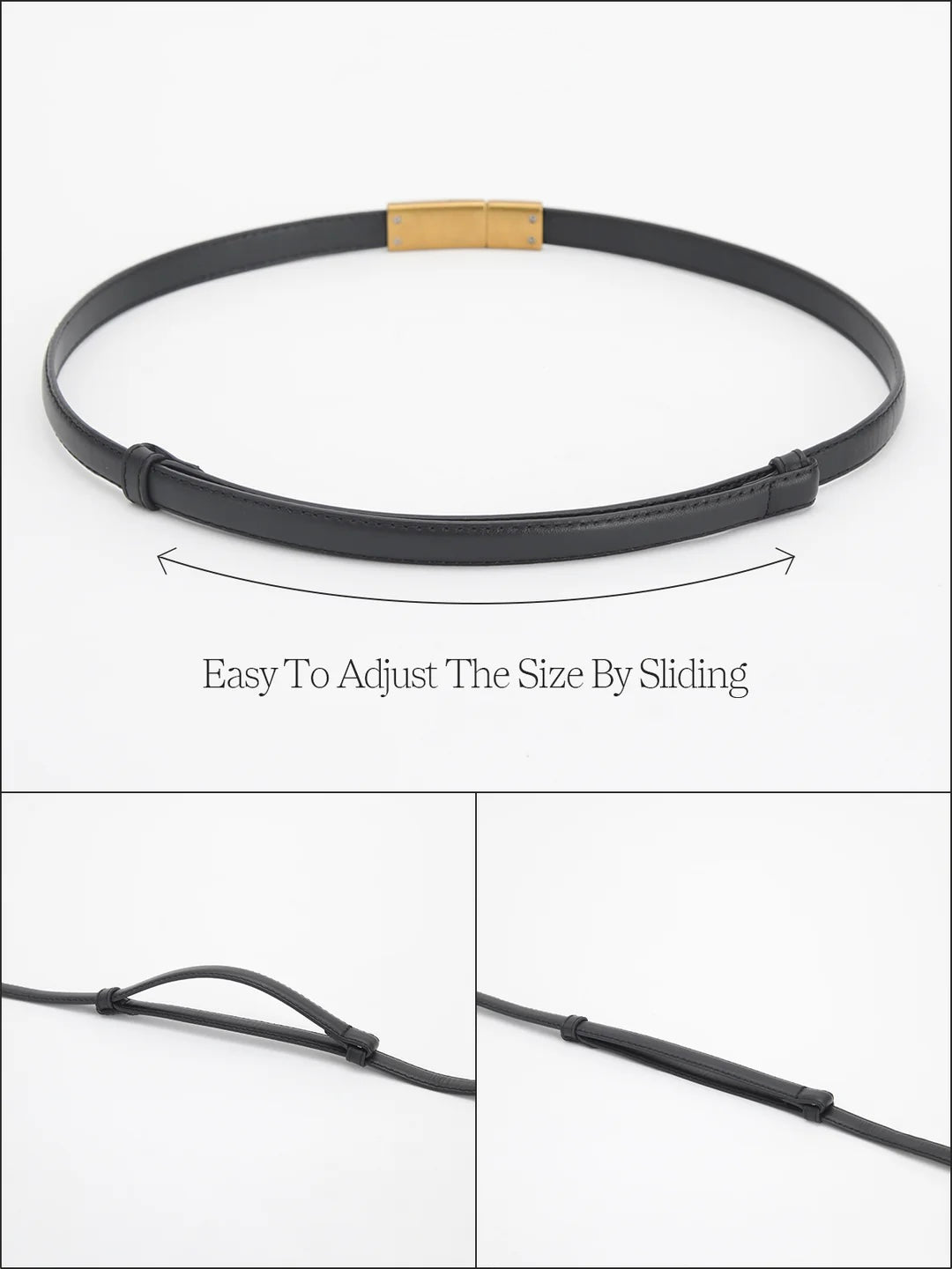 James & Elly™ | Slim Vintage Leather Belt with Magnetic Closure