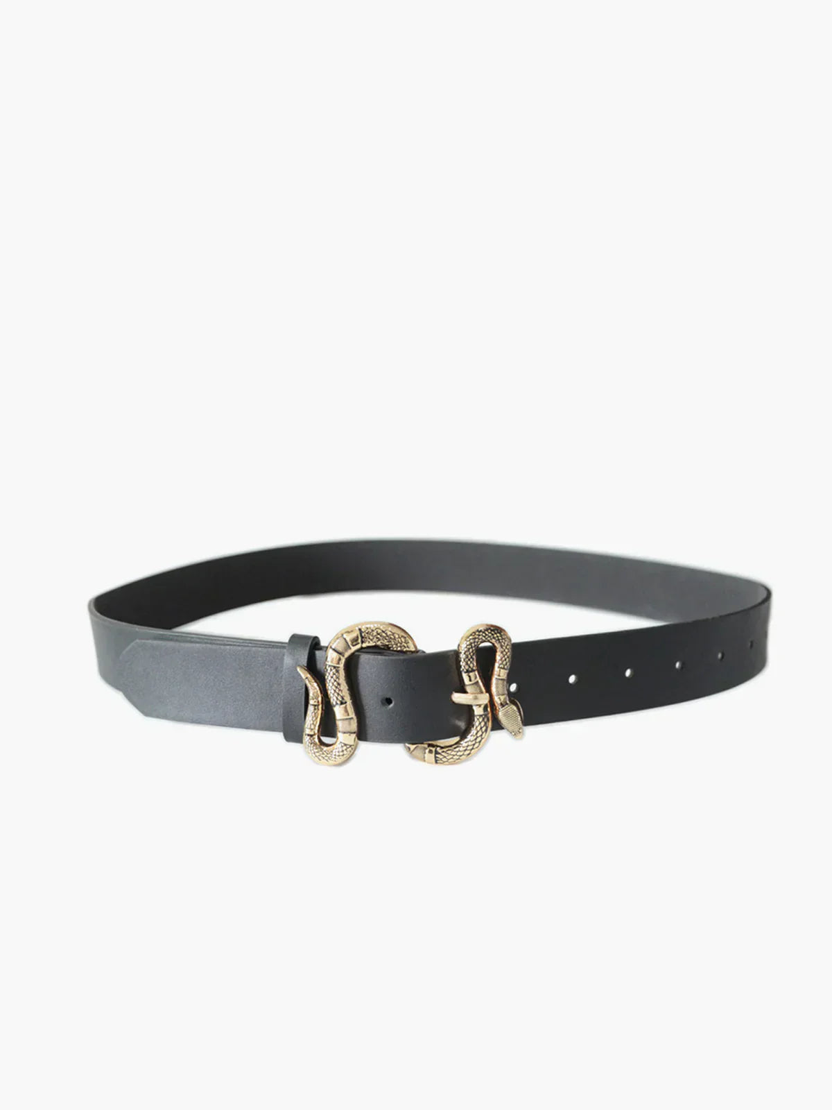 James & Elly™ | Leather Belt with Snake Buckle in One
