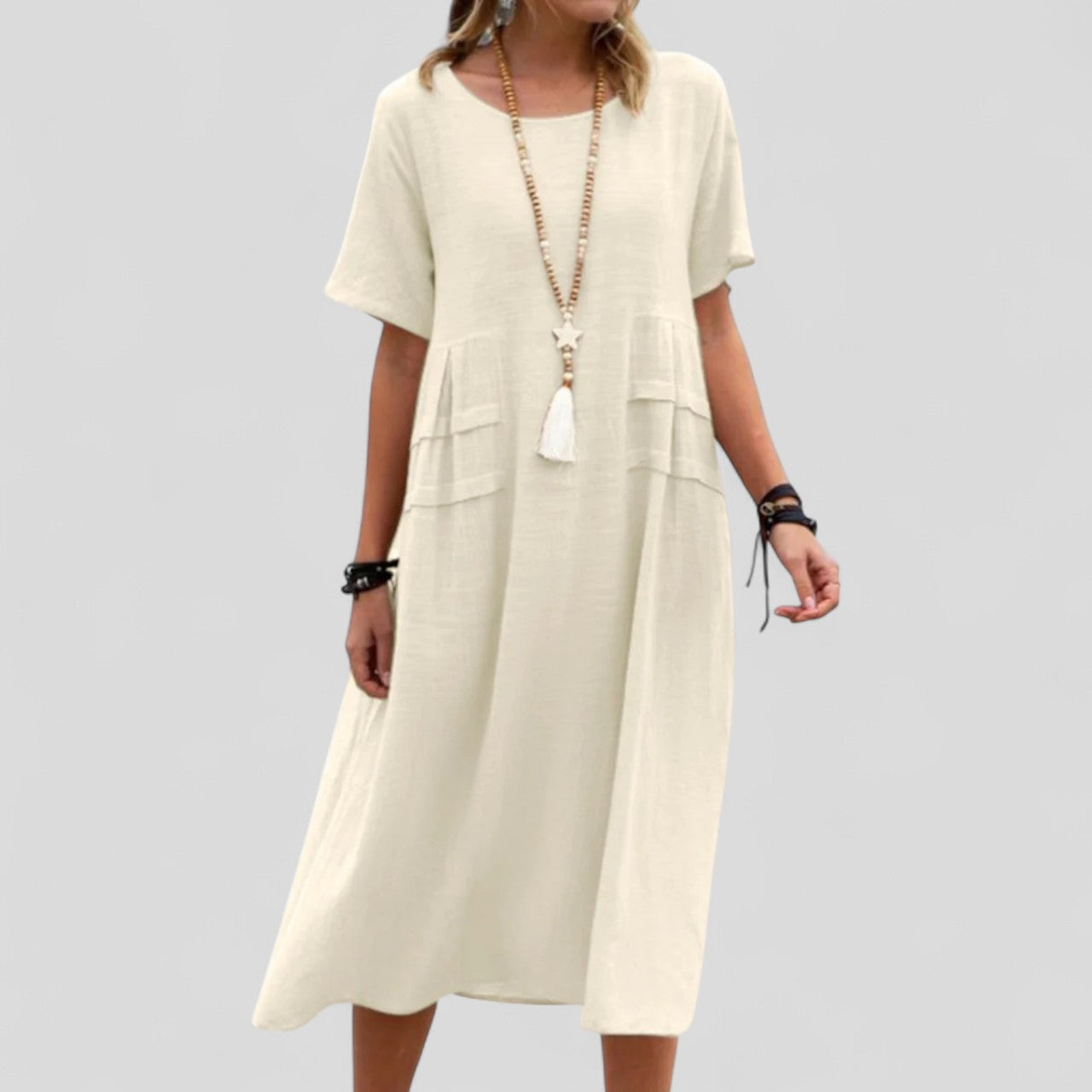 James & Elly™ | Relaxed Midi Dress with Pockets