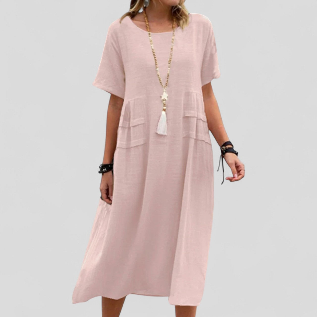 James & Elly™ | Relaxed Midi Dress with Pockets