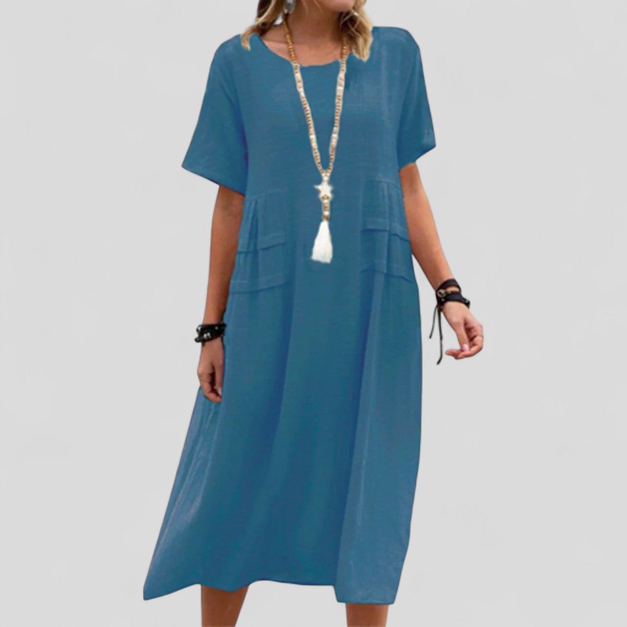 James & Elly™ | Relaxed Midi Dress with Pockets