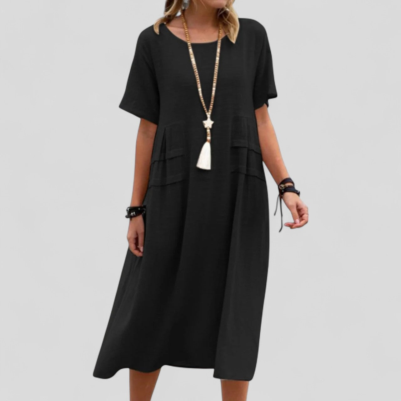 James & Elly™ | Relaxed Midi Dress with Pockets