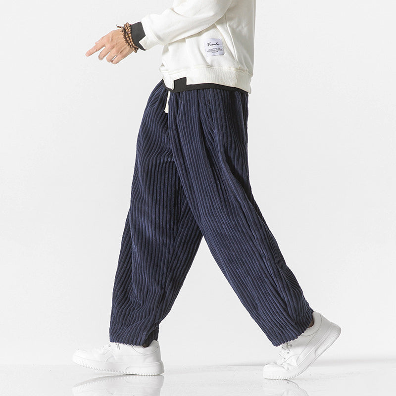 Men’s Corduroy Pants with Elastic Waist and Relaxed Fit