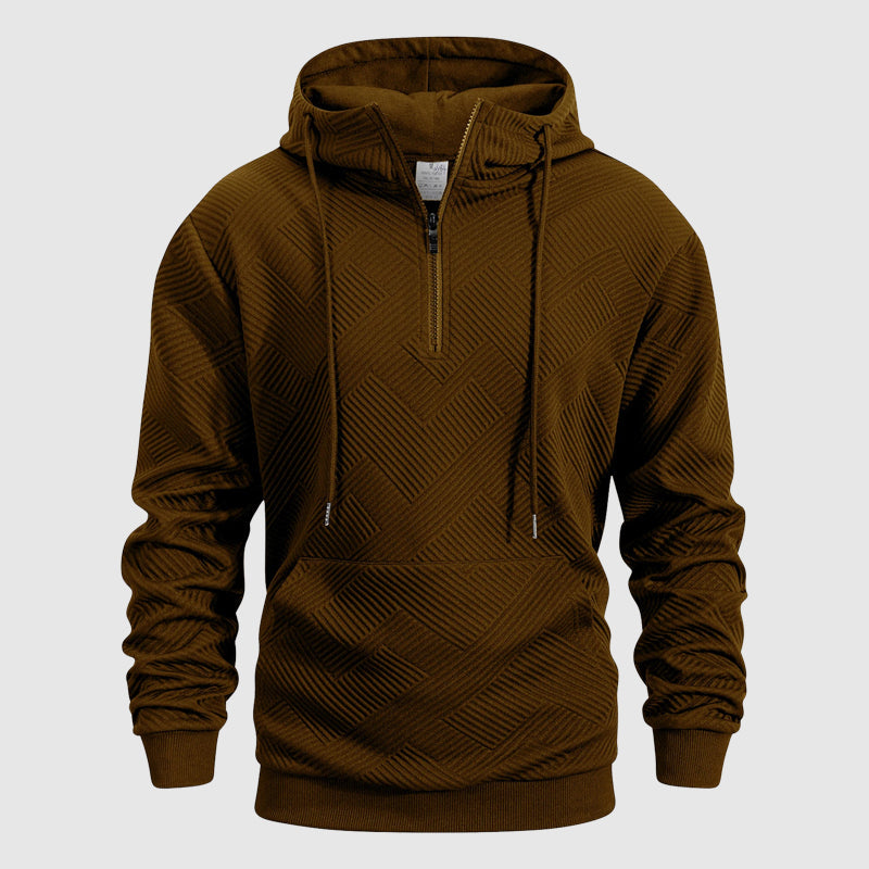 Leon - Quarter Zip Textured Pattern Hoodie