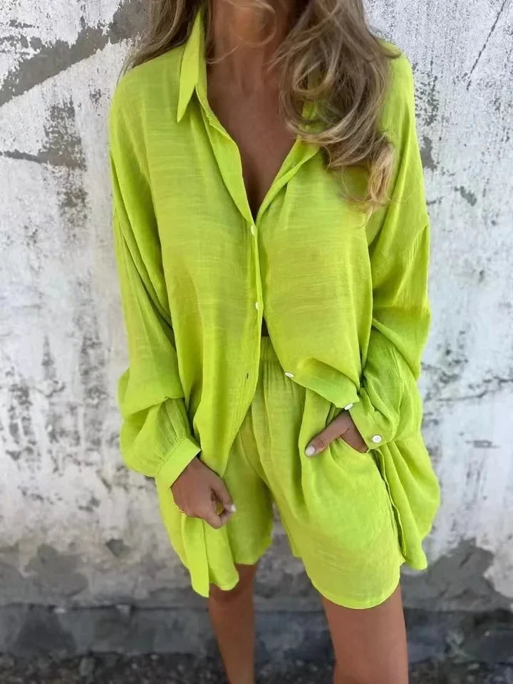 James & Elly™ | Linen Set with Shirt and Shorts