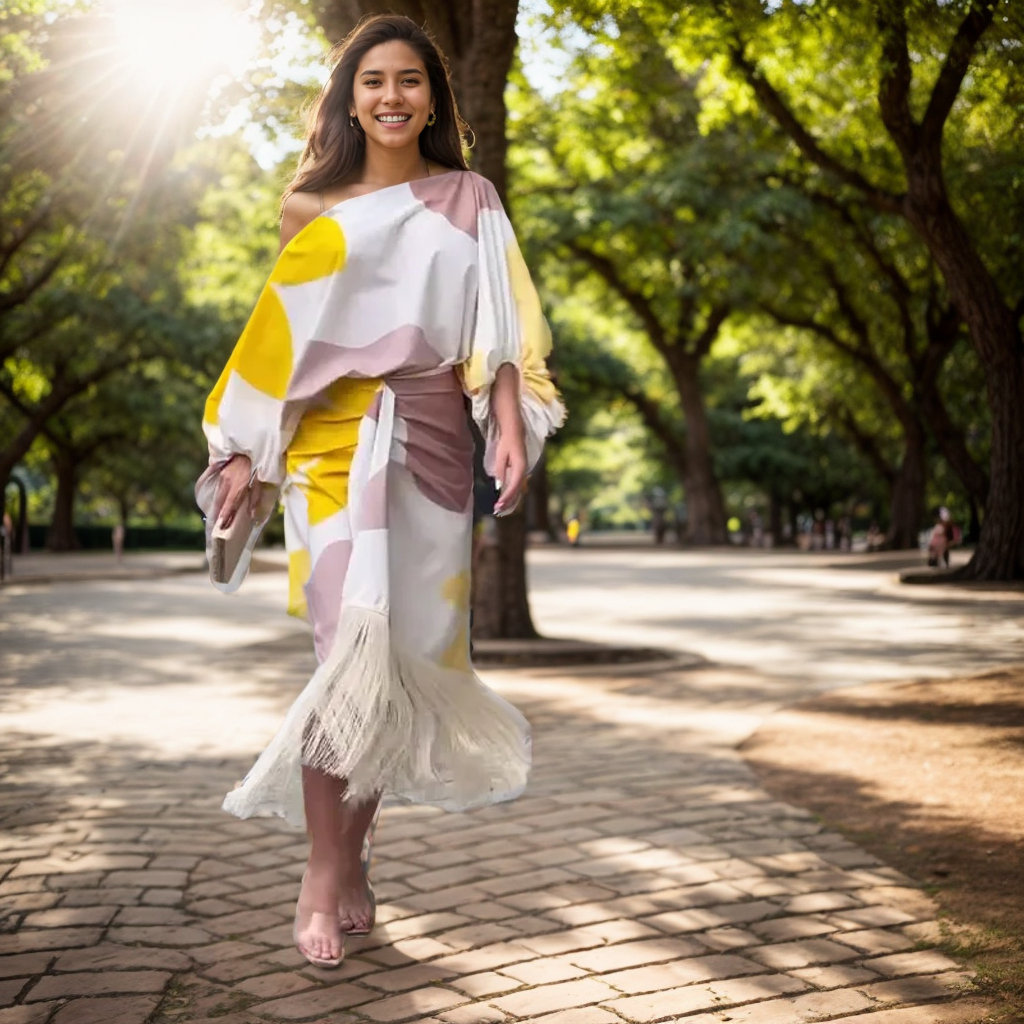 James & Elly™ | Satin Dress with Puff Sleeves