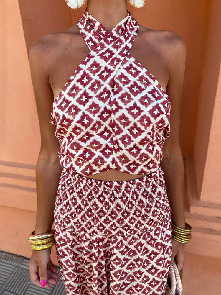 James & Elly™ | Halterneck set with desert flower pattern