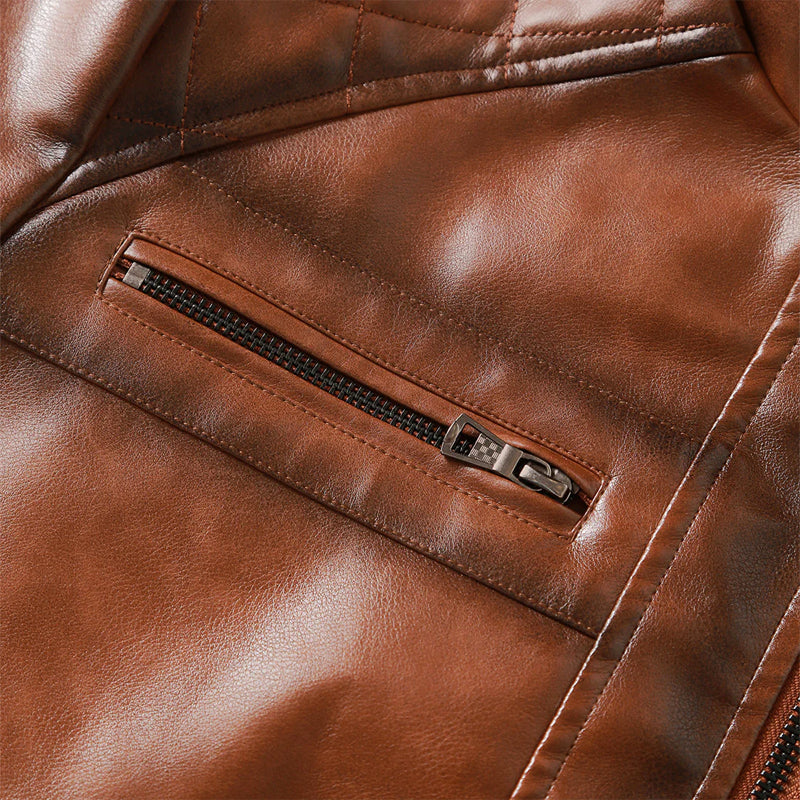 Vintage Brown Slim Fit Leather Jacket