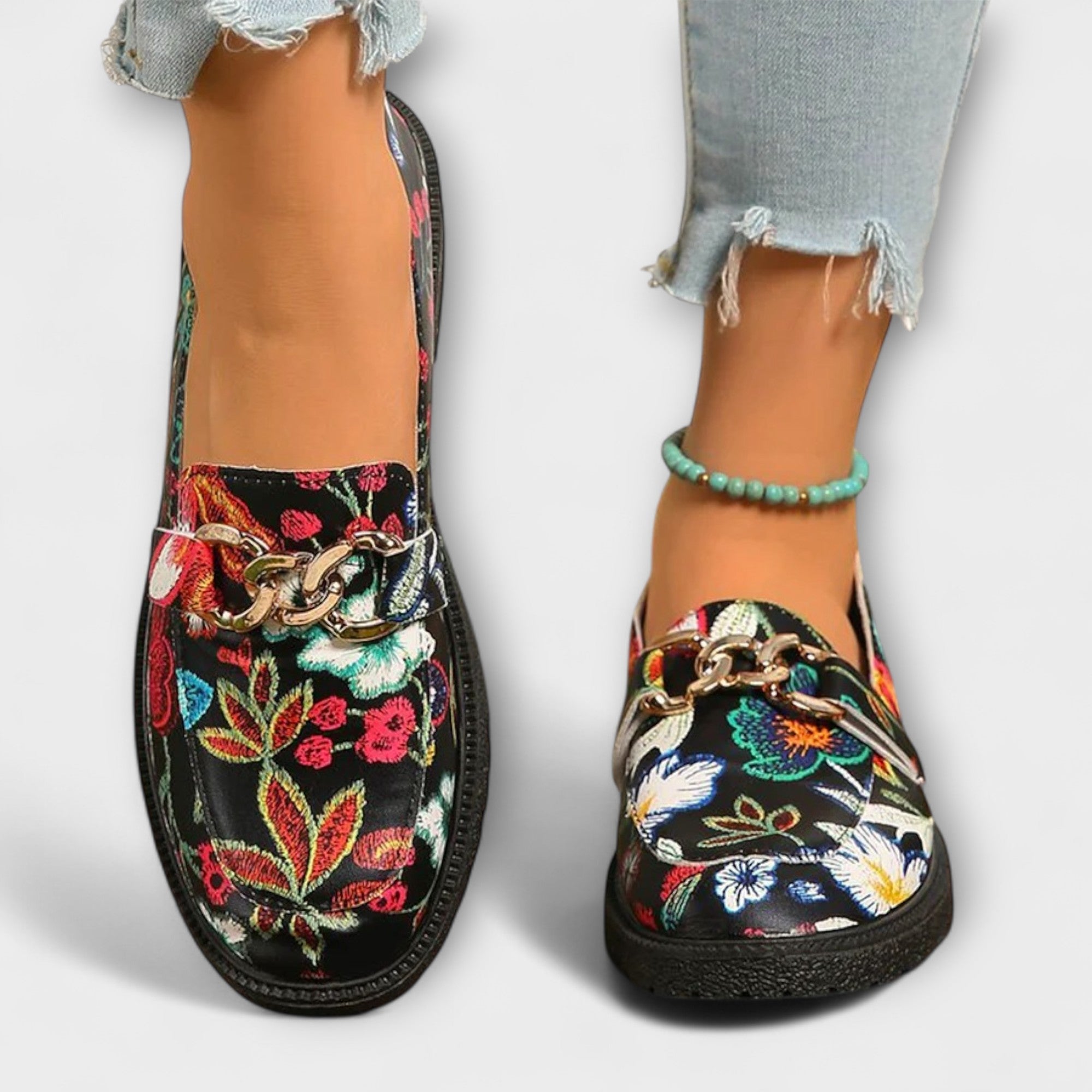 Orla – Multicolored Loafers with Floral Pattern