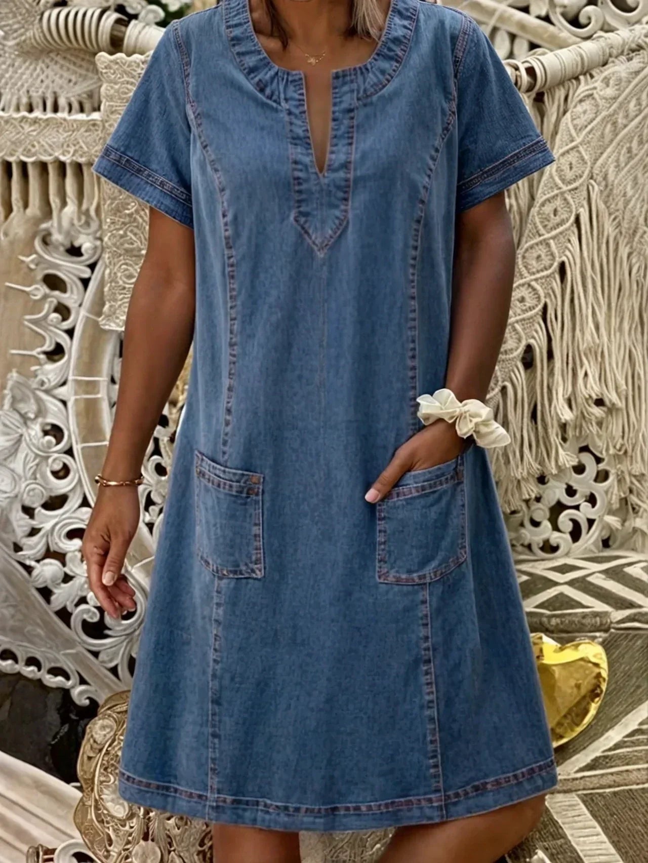 James & Elly™ | Denim Dress with Pockets